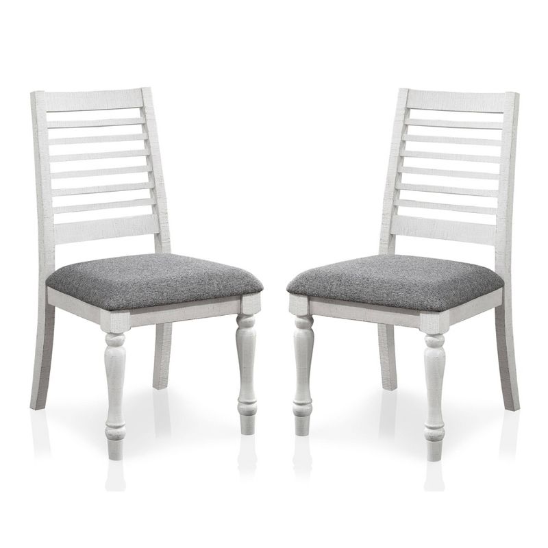 Set of 2 Cambrien Rustic Farmhouse Padded Seat Dining Chairs Antique White/Gray - HOMES: Inside + Out, 1 of 8