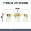 Prominence Home Fairendale 3 Light Bathroom Light Fixtures, Wall Mount Vanity Lights Over Mirror with Clear Glass Shades, Soft Gold - 3 of 4