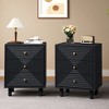 Heynemo Black 3 Drawer Nightstand, Small Dresser with Solid Wood Legs, Wooden Storage Night Stand Side Table, Modern Chest of Drawers Organizer - 4 of 4