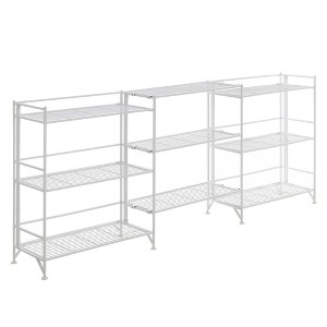 Breighton Home 32.5" Xtra Storage 3 Tier Wide Folding Metal Shelves with Set of 3 Extension Shelves in White - 1 of 4