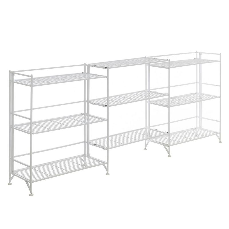 Breighton Home 32.5&#34; Extra Storage 3 Tier Wide Folding Metal Shelves with Set of 3 Extension Shelves White, 1 of 9