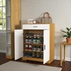 Mshliw 4 Tier Shoe Cabinet with Drawer Freestanding Shoe Rack Organizer with Adjustable Shelves and Double Doors for Entryway Hallway - 3 of 4