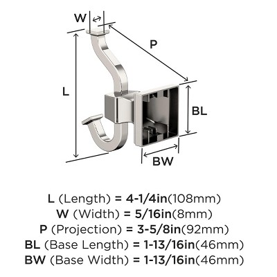 Polished Nickel Double Prong Wall Mounted Hook