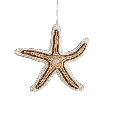 Gallerie II Bahamas Brown Tan Beaded Starfish Coastal Beach Christmas Xmas Ornament