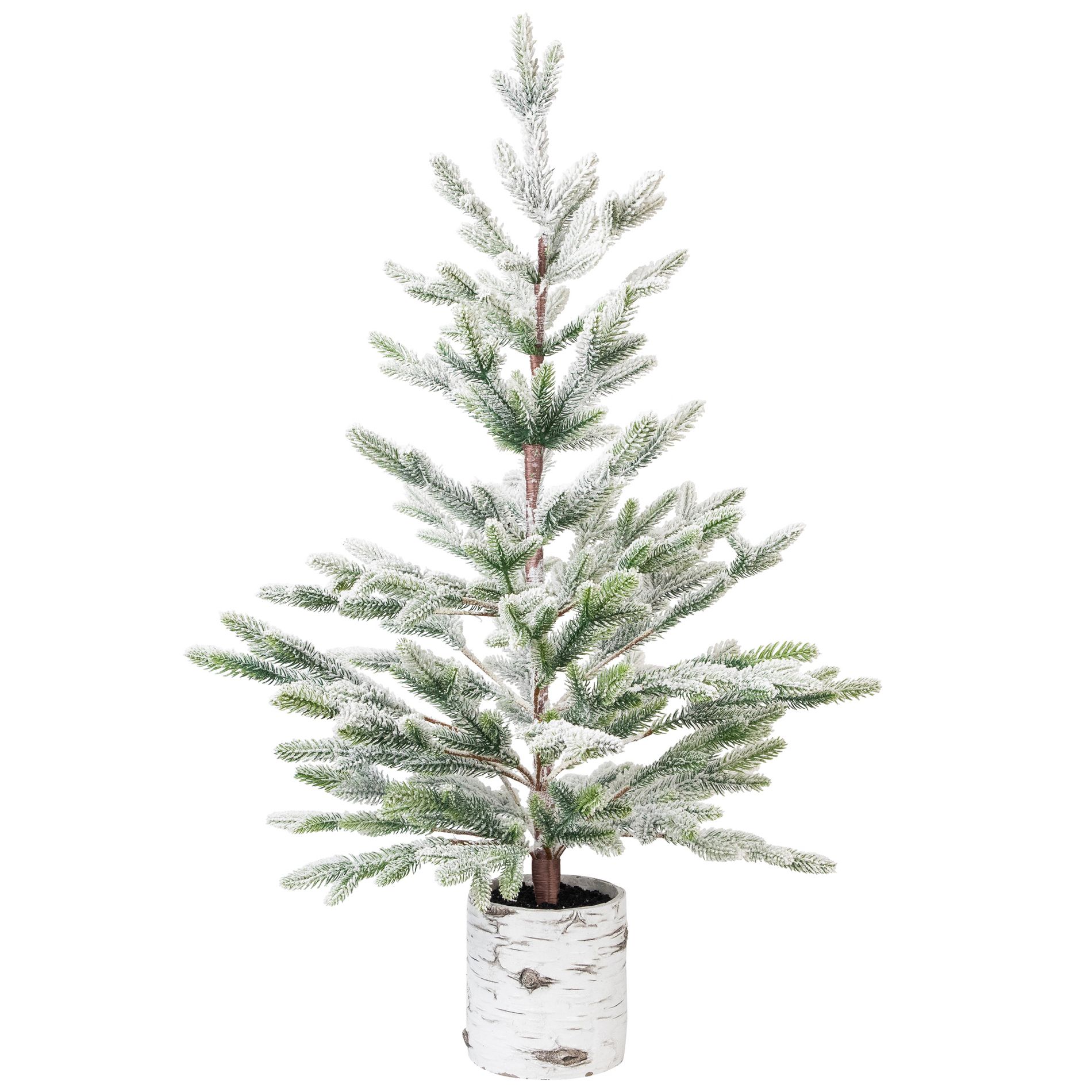 Northlight Flocked Artificial Christmas Tree in Birch Pot - 36" - Unlit