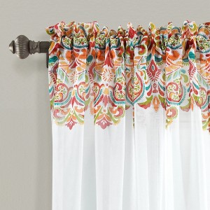 Lush Décor Clara Sheer Window Curtain Panels Turquoise/Tangerine 38X84+2 Set - 1 of 4