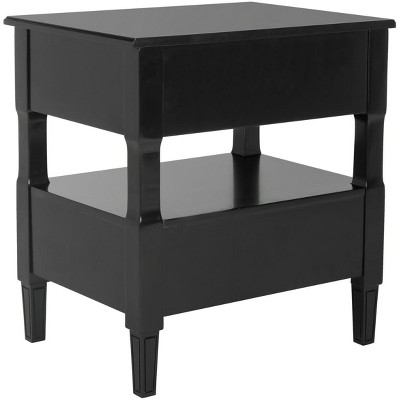 Burgundy Inspired Black 2-Drawer Nightstand with Silver Pulls