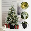 LuxenHome 4.4Ft Pre-Lit Green Branches Lightly Flocked Artificial Christmas Tree Potted - 2 of 4