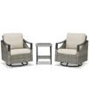 Buenhomino 3 PCS Patio Furniture Set Swivel Rocking Chairs Set of 2 with Glass Top Side Table - 2 of 4