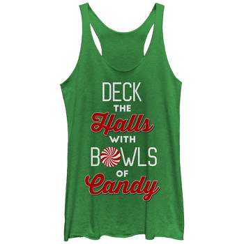 Women's CHIN UP Christmas Candy Deck the Halls Racerback Tank Top