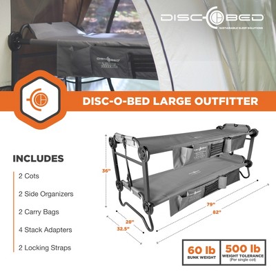 Large Gray Benchable Double Cot with Storage Organizers