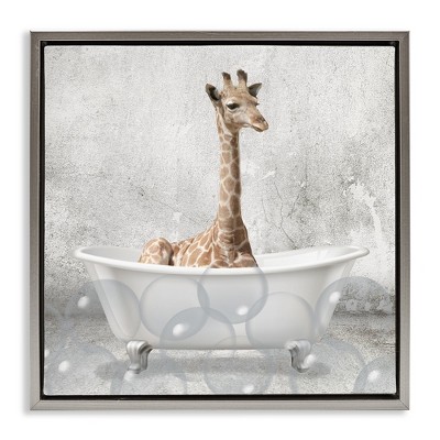 Stupell Industries Baby Giraffe Bath Time, 18" x 18"