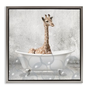 Stupell Industries Baby Giraffe Bath Time, 18" x 18" - 1 of 4