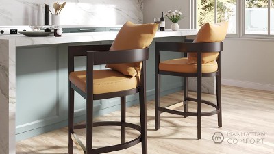 Ritz Gray Faux Leather and Beech Wood Counter Stool