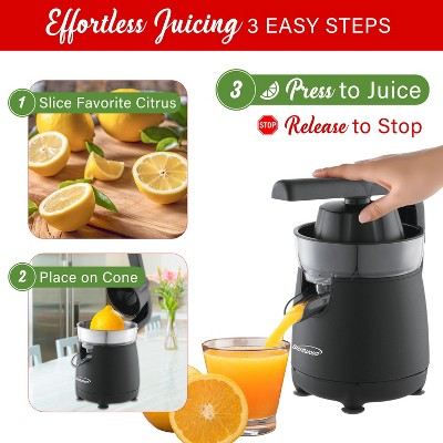 Black Stainless Steel Electric Citrus Juicer with Ergonomic Lever