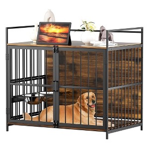 LOVMOR Dog Crate Furniture-Style Cages for Small Dogs Indoor Heavy Duty Super Sturdy Dog Kennels with 2 Stainless Steel Bowls - 1 of 4