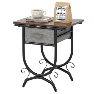 Tangkula Nightstand with Fabric Drawer Industrial 2-Tier Bedside Table with Storage - 1 of 4