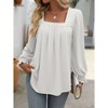 Coolmee Womens Tunic Tops Casual Puff Long Sleeve Pleated Square Neck Loose Fit Knit Shirt for Leggings - 3 of 4