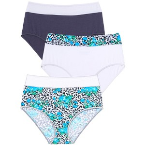 Comfort Choice Women's Plus Size Full Coverage Stretch Cotton Color Block Brief 3-Pack - 1 of 4