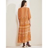 Allegra K Women's Boho Long Floral Ruffle Half-Sleeve Cuffed Casual A Line Dress - 3 of 4