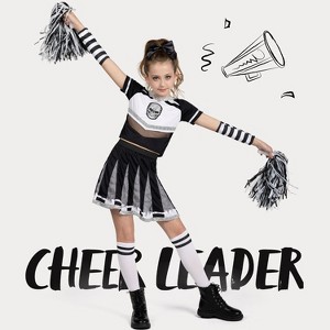 Joyfy Halloween Cheerleader Costume for Girls, Skull Spirit Halloween Outfit for Kids with Accessories - 1 of 4