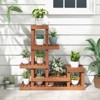 Tangkula 6 Tier Wood Plant Stand Tiered Plant Shelf for Multiple Potted Plants with High Low Structure Indoor & Outdoor Flower Rack - 3 of 4