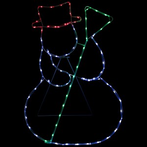 Northlight 28" Lighted Standing Snowman Silhouette Outdoor Christmas Decoration - 1 of 4