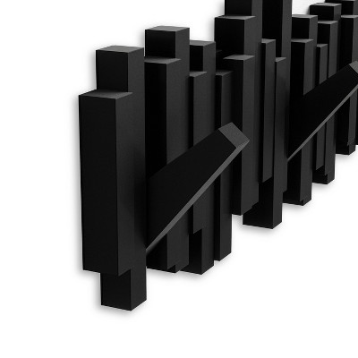 Black Modern Wall-Mounted Multi Hook Coat Rack