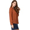 INSPIRE CHIC Women's Vintage Notched Lapel Long Sleeve Printed Button Down Tops - 4 of 4