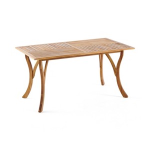 Vynxaria Patio End Tables - 59-Inch Teak Finish Rectangular Dining Table - 1 of 4