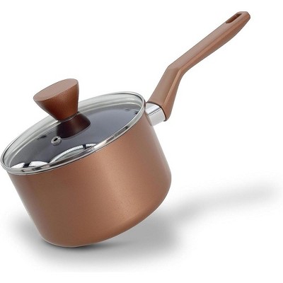 NutriChef Saucepan Pot with Lid - Non-stick High-Qualified Kitchen Cookware with See-Through Tempered Glass Lids, 2 QT