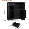 Senfot Kitchen Microwave Cabinet with Storage and Drawers, Modern Small Buffet Cabinet with Glass Doors and Adjustable Shelf - 2 of 4