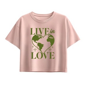 Girls' - Instant Message - Live In Love Short Sleeve Boxy Graphic T-Shirt - 1 of 3