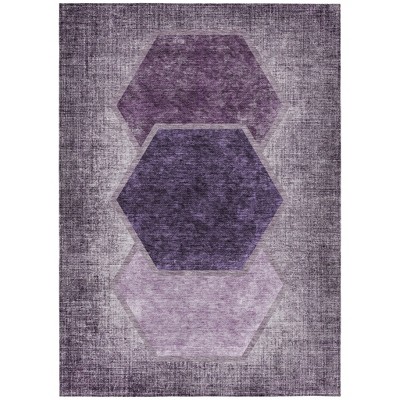 Eggplant Purple And Lavender Geometric Washable Indoor Outdoor Area Rug
