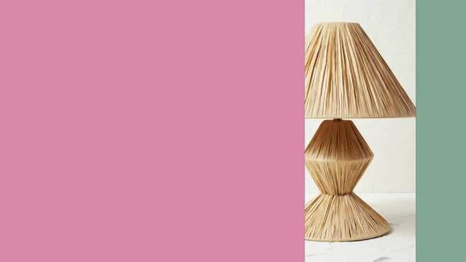 Faux Raffia Table Lamp Brown (Includes LED Light Bulb) - Opalhouse&#8482; designed with Jungalow&#8482;, 2 of 9, play video
