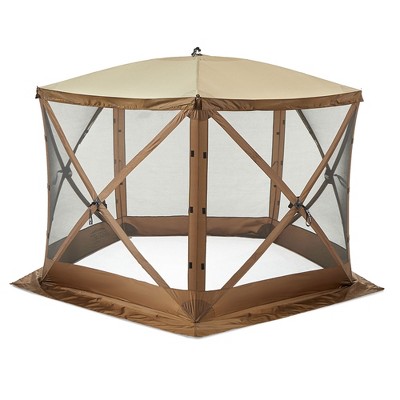 Brown 9'x9' Portable Outdoor Gazebo with Wind Panels