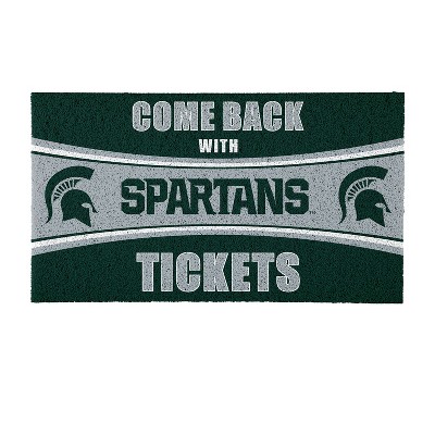 Evergreen Come Back with Tickets Michigan State University 28" x 16" Woven PVC Indoor Outdoor Doormat