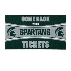 Evergreen Come Back with Tickets Michigan State University 28" x 16" Woven PVC Indoor Outdoor Doormat - 1 of 4