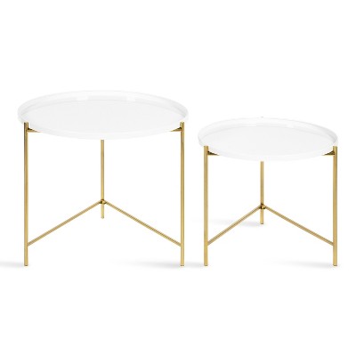 Ulani White and Gold Round Metal Nesting Tables