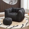 Black Chenille Bean Bag Chair,Square Bean Bag Sofa with High Resilient Foam for Living Room,Bean Bag with Footstool for Gaming or Reading-Koiai - 2 of 4