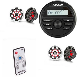 Kicker KMC2 Gauge Mount Marine Grade Receiver & (2 Pair ) 45KM84L 8" Marine LED Speakers w/ 41KMLC Led Remote bundle - 1 of 4