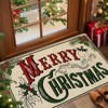 Lomsoe Christmas Doormat with Non-Slip Flannel Carpet Indoor/Outdoor Welcome Mat, Green & Red Holiday Merry Christmas. - 2 of 4