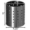 Basicwise Round Metal Utensil Holder – Countertop Organizer with Drain Holes for Spoons, Spatulas, Cutlery & More, Stylish Silver Kitchen Storage - 4 of 4