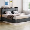 Full Bed Frame with Lift Up Storage, Upholstered Velvet Bed with Storage Headboard, Metal Platform Bed, No Box Spring Needed, Solid Wooden Slats - 2 of 4