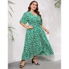Clearlove Women's Spring and Summer Plus Size Floral V Neck Short Sleeve A Line Long Dress - 2 of 4