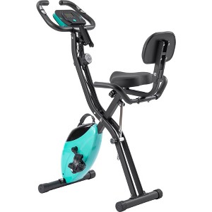 Sevobal Home Gym Equipment Folding Exercise Bike Fitness Upright Recumbent X Bike with Adjustable Arm Bands and Backrest, Light Blue, 25"*19.7"*47.6" - 1 of 4
