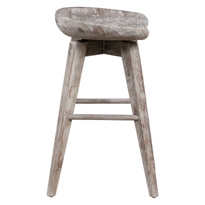 Barnwood Wire-Brush Swivel Backless Counter Stool, 29" Height