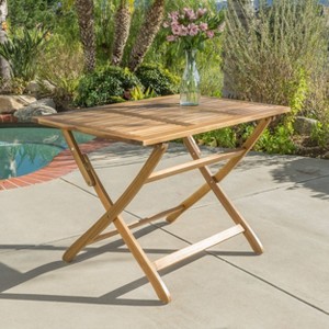Okak 43.5" Outdoor Foldable Dining Table Side Tables Acacia Wood Portable Patio End Table Outdoor&Indoor for Garden Balcony Yard Pool, Natural - 1 of 4