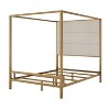 Merax Elegant Modern Canopy Bed with Tall Velvet Upholstered Headboard - 2 of 4