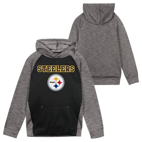 NFL Pittsburgh Steelers Boys' Black/Gray Long Sleeve Hooded Sweatshirt - XS